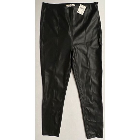 Free People Womens Sz 29 Black Faux Leather Spitfire Stacked Skinny Leggings - Picture 3 of 11